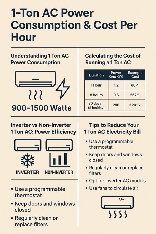 1-Ton AC Power Consumption & Cost Per Hour